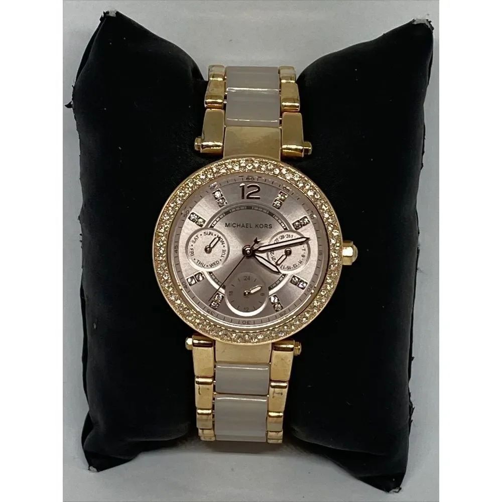 Michael Kors Mini Parker MK6110 Womens Analog Rose Dial Quartz Wrist Watch MP295